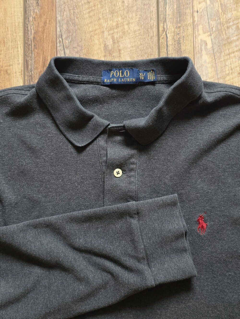 Polo Ralph Lauren - Long Sleeve Polo Shirt - XL - Charcoal Heather Grey